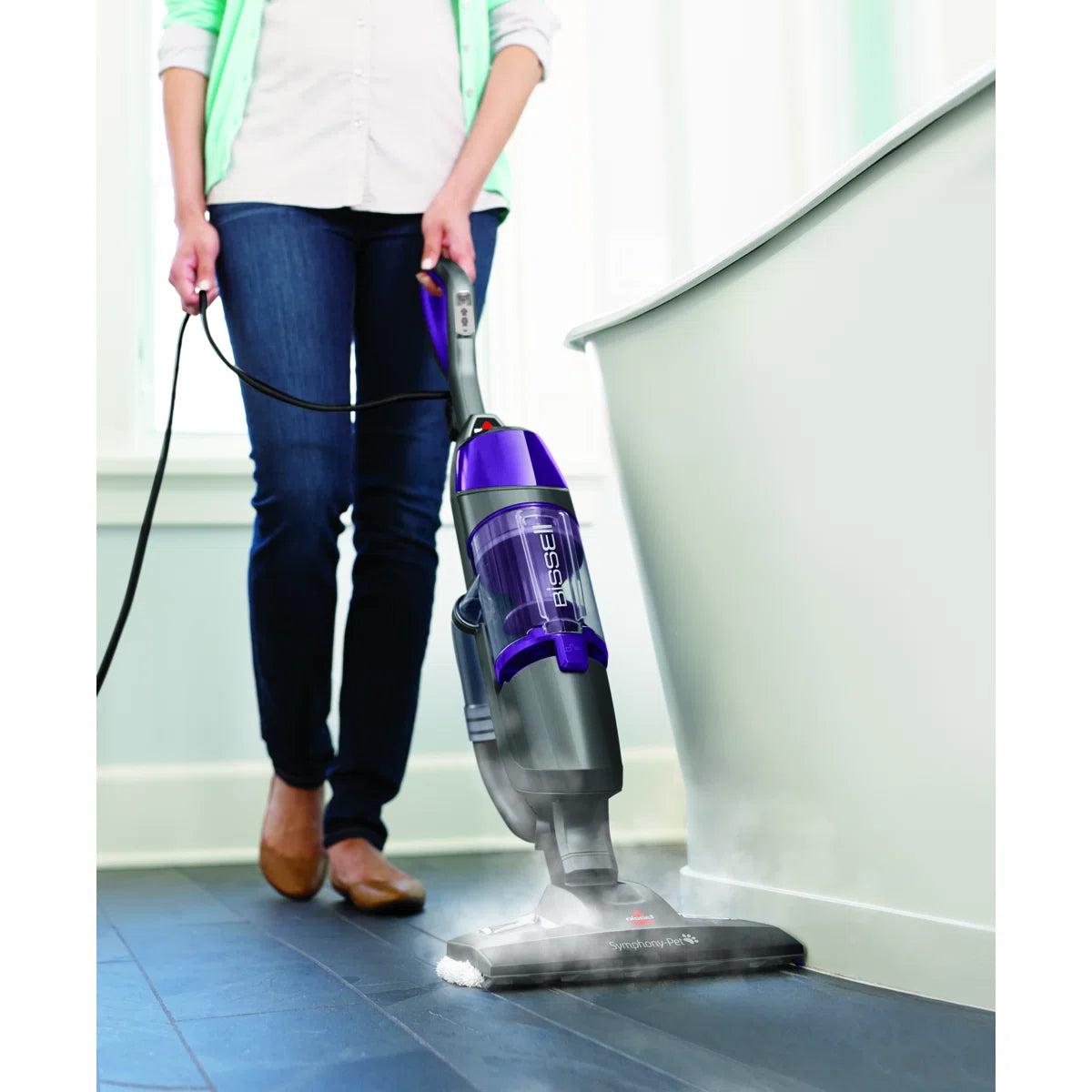 BISSEL Symphony Pet Steam Mop and Steam Vacuum Cleaner for Hardwood and Tile Floors, with Microfiber Mop Pads