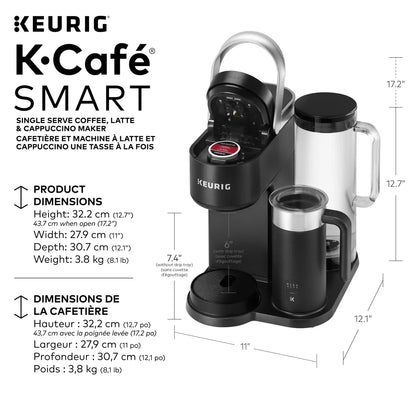 Keurig K-Café SMART With Connected Capabilities, with Milk Frother for Speciality Beverages, Black