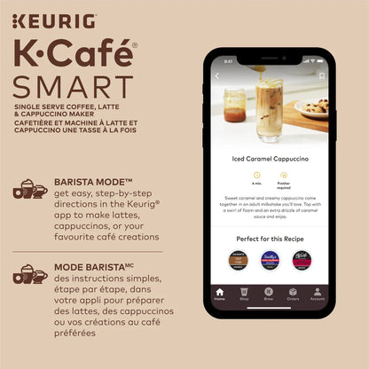 Keurig K-Café SMART With Connected Capabilities, with Milk Frother for Speciality Beverages, Black