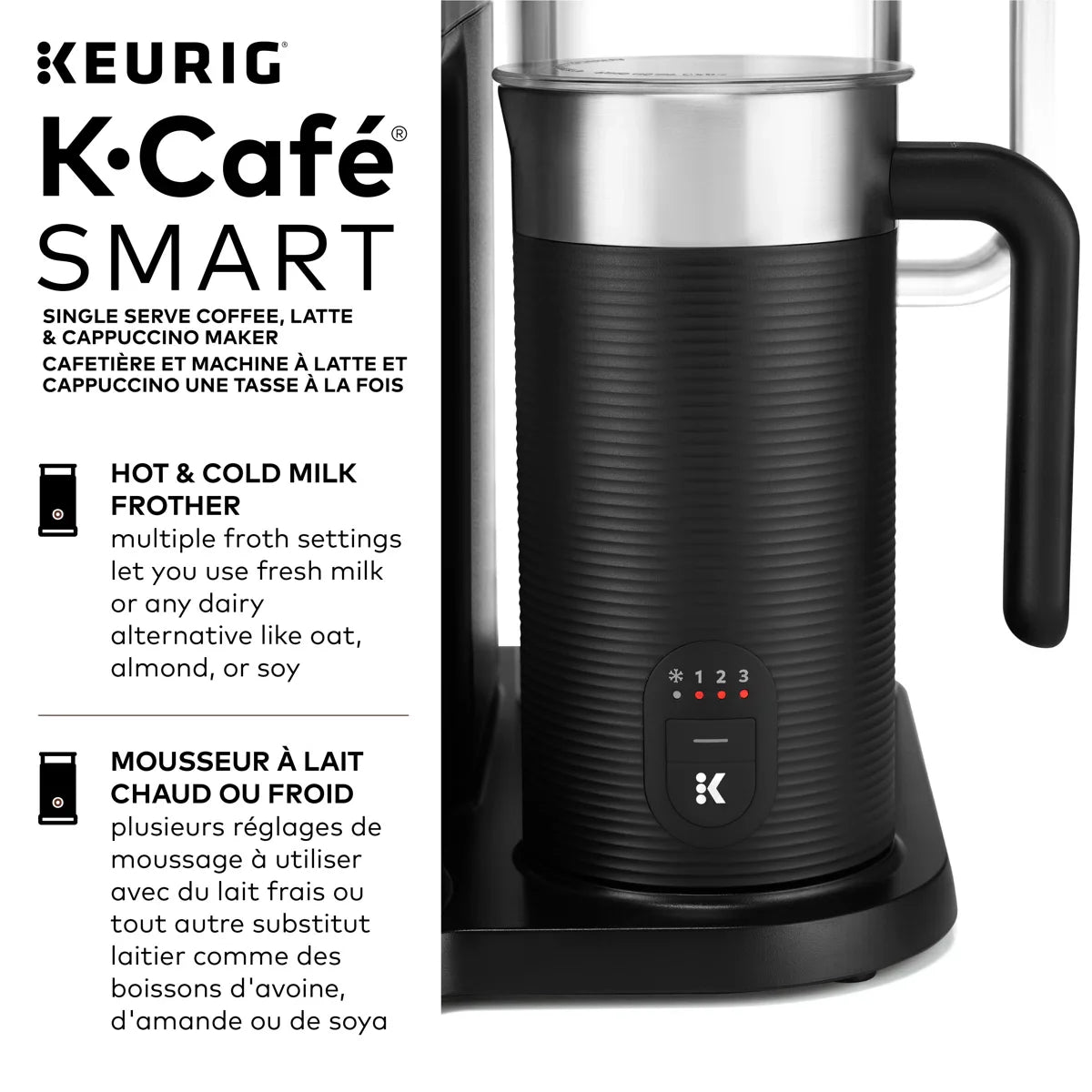 Keurig K-Café SMART With Connected Capabilities, with Milk Frother for Speciality Beverages, Black