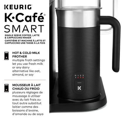 Keurig K-Café SMART With Connected Capabilities, with Milk Frother for Speciality Beverages, Black
