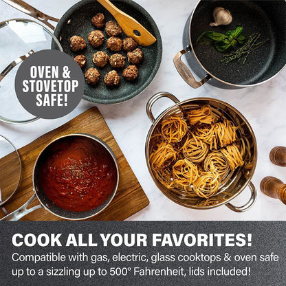 20 Piece Aluminum Non Stick Cookware & Bakeware Set with Ultra Nonstick Surface, Oven & Dishwasher Safe