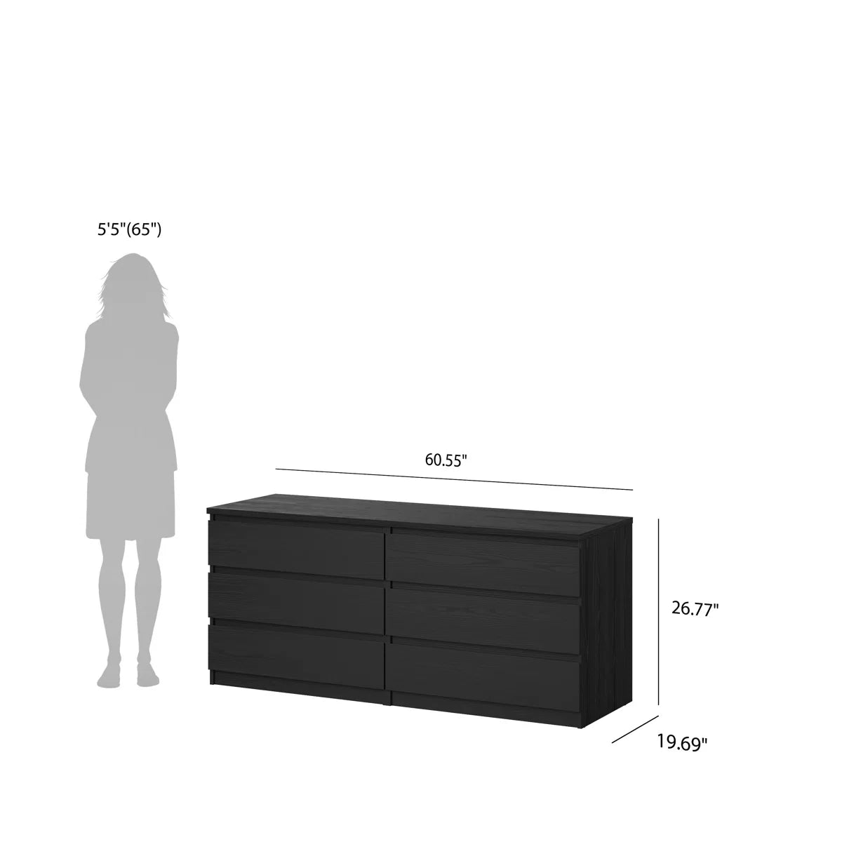 Jada 6 Drawer 60.5" W Double Dresser