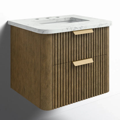 Liljan 24'' Wall-Mounted Single Bathroom Vanity with Engineered Stone Top