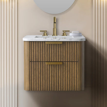 Liljan 24'' Wall-Mounted Single Bathroom Vanity with Engineered Stone Top
