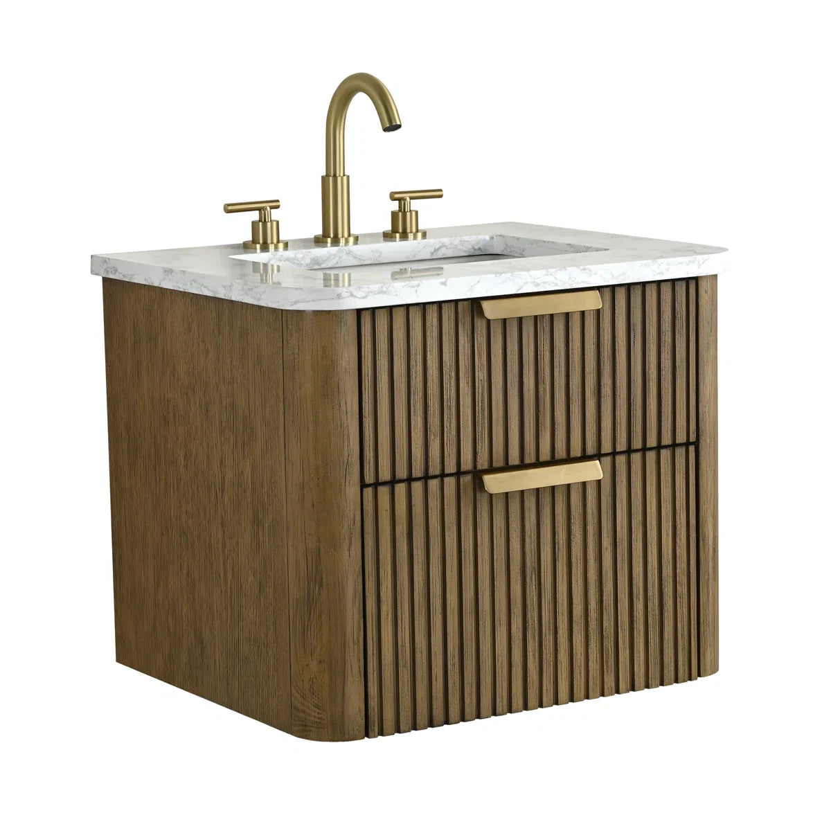 Liljan 24'' Wall-Mounted Single Bathroom Vanity with Engineered Stone Top