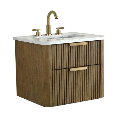 Liljan 24'' Wall-Mounted Single Bathroom Vanity with Engineered Stone Top