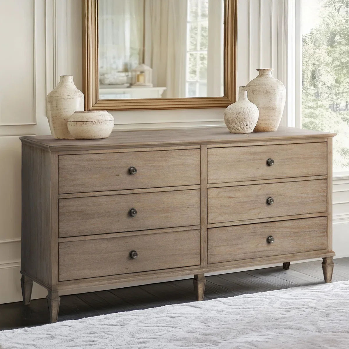 Victoria 6-Drawer Double Wide Wood Dresser